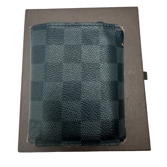 Louis Vuitton Trifold Damien Graphite Mens Wallet Black Grey N63096 - Picture 2 of 14